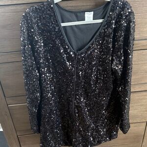 St. John's Bay Black Sequin Blouse